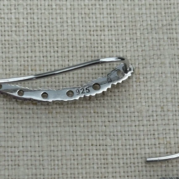 Kay Jewelers Sterling Silver White Sapphire Crawler Earrings - Picture 5 of 6